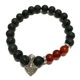 4x Lava Stone Bracelet - Axe-head Carnelian