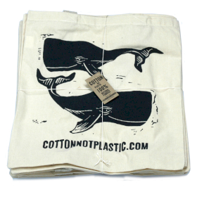 100x Lrg Natural 6oz Cotton Bag 38x42cm - WHALES - CARTON