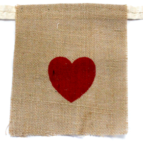 Natural Bunting  I LOVE YOU (large with hearts)