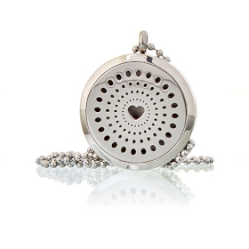 Aromatherapy Diffuser Necklace - Diamonds Heart 30mm