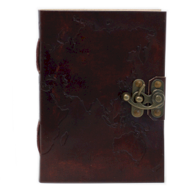 Leather World Map Notebook (7x5