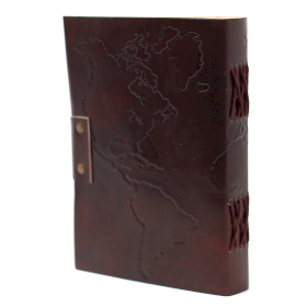 Leather World Map Notebook (7x5