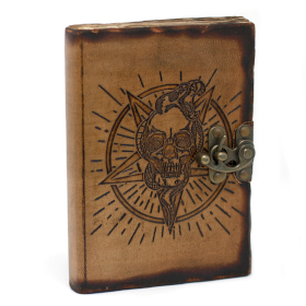 Leather Pentagon & Skull with Burns Detail Notebook (7x5