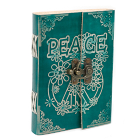 Leather Green Peace with Lock Notebook (7x5