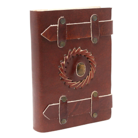 Leather Tigereye with Belts Notebook (6x4