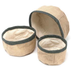 3x Set of 3 Natural Jute Baskets - Charcoal