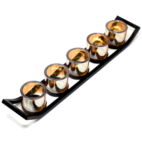 Centrepiece Iron Votive Candle Holder - 5 Cup Ledge