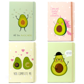 4x Cool A5 Notebook - Lined Paper - Crazy Avocado
