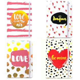 4x Cool A5 Notebook - Lined Paper - Funky Love