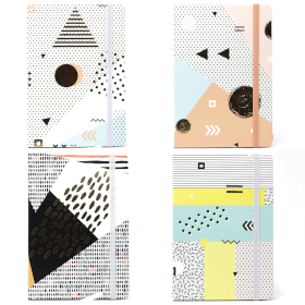 4x Cool A5 Notebook - Lined Paper - Golden Abstract