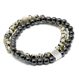 3x Magnetic Gemstone Bracelet - Dalmation Jasper