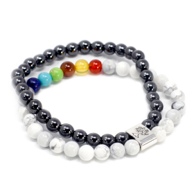 3x Magnetic Gemstone Bracelet - White Howlite Chackra