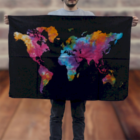 Cotton Wall Art - World