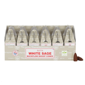 6x Satya Backflow Dhoop Cones - White Sage (24pcs)