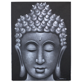 Buddha Painting - Grey Brocade Detail