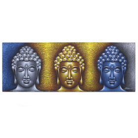 Buddha Painting - Three Heads Gold Detail