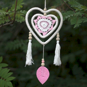Dream Catcher - Medium Pink Heart in Heart - 35cm