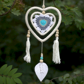 Dream Catcher - Medium Blue Heart in Heart - 35cm