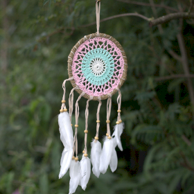 6x Pastel Pink Macramé Dream Catcher 16cm (asst colours)