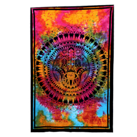 Single Cotton Bedspread + Wall Hanging -  Hamsa