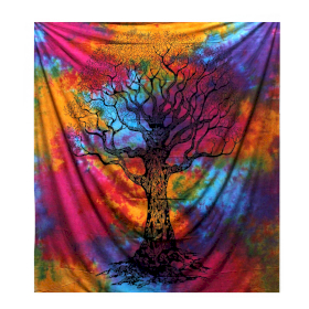 Double Cotton Bedspread + Wall Hanging - Winter Tree