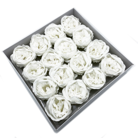 16x Craft Soap Flower - Ext Large Peony - White