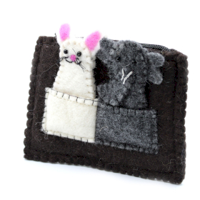 Pouch with Finger Puppets - Elephant & Mouse