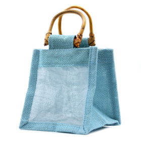 10x Pure Jute and Cotton Window Gift Bag  - One Jar Teal