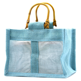 10x Pure Jute and Cotton Window Gift Bag  - Two Jars Teal