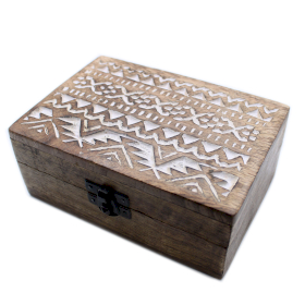 2x White Washed Wooden Box - 6x4 Slavic Design