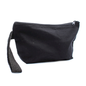 6x Black Cotton Toiletry Bag 10 oz - Hand Holder