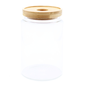 Cottage Bamboo Glass Jar - 15cm