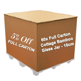 60x Full Carton Cottage Bamboo Glass Jar - 10cm