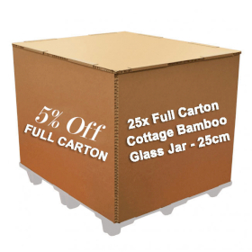 25x Full Carton Cottage Bamboo Glass Jar - 25cm