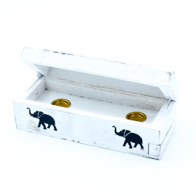 4x White Washed Incense Holder - Cone Smoke Box 15 cm