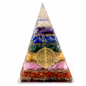 Orgonite Pyramid - Seven Chakra Flower of Life - 70 mm
