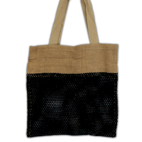 6x Pure Soft Jute and Cotton Mesh Bag - Black