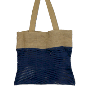 6x Pure Soft Jute and Cotton Mesh Bag - Denim