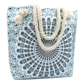 Rope Handle Mandala Bag - Sky Blue