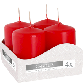 3x Set of 4 Pillar Candles  40x60mm - Red