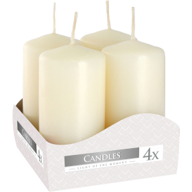 3x Set of 4 Pillar Candles  40x80mm - Ivory