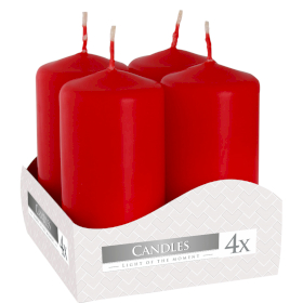 3x Set of 4 Pillar Candles  40x80mm - Red