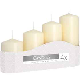 3x Set of 4 Pillar Candles  50mm (11/16/22/33H) - Ivory