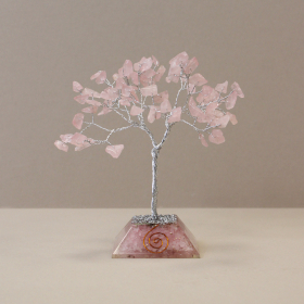 Gemstone Tree with Orgonite Base - 80 Stone - Rose Quartz