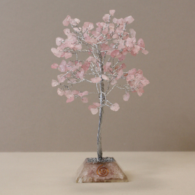 Gemstone Tree with Orgonite Base - 160 Stone - Rose Quartz