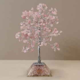 Gemstone Tree with Orgonite Base - 320 Stone - Rose Quartz