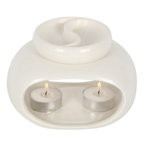 4x Off White Double Ceramic Oil Burner