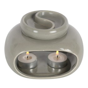 4x Grey Double Ceramic Oil Burner