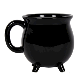 3x Plain Black Cauldron Mug