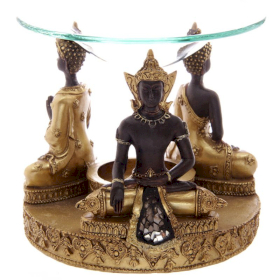 Gold & Brown Thai Buddha Oil & wax Burner With Glass Mosaic
